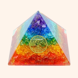 Pyramide d'orgone portable faite à la main 7 chakras, style pierres précieuses, objet de collection d'art, qualité supérieure, mariage F S CRYSTAL New Age - Product Image 2