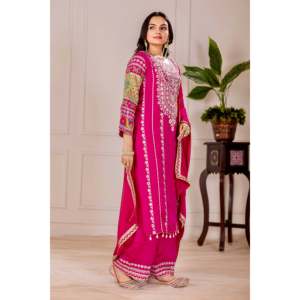 Ensemble de salwar kameez pour femmes, vêtements de soirée, avec de vrais travaux de miroir - Product Image 3