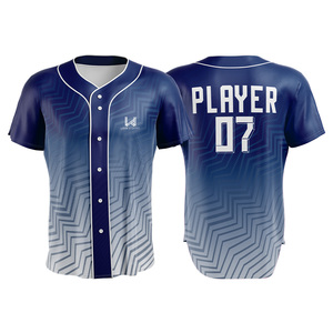 Maillots de baseball personnalisés pour équipes universitaires/club, logo imprimé numériquement sur le devant, manches courtes, extensibles dans quatre directions, écologiques - Product Image 1