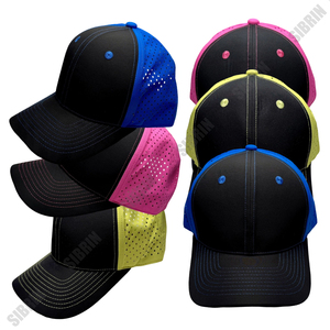 Casquette de sport perforée au laser SIBRIN noire et rose, à visière incurvée, pour la course, la course à pied, le tennis, le golf, ajustable, à séchage rapide - Product Image 6
