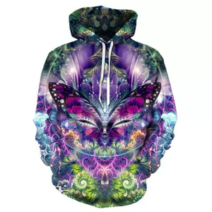 Sweat-shirt à capuche en polaire pour homme, motif floral bleu galaxie, imprimé, décontracté, pour l'hiver - Product Image 4