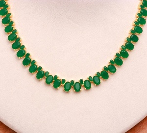 Conjunto de collar de esmeraldas para mujer |   Joyería de Lujo con Corte Ovalado |   Joyería nupcial para fiesta de bodas, regalo para ella - Product Image 3
