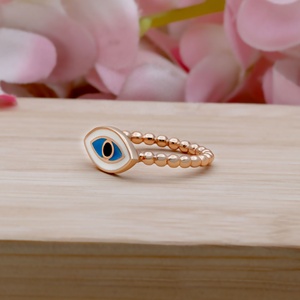 Bague Œil du Diable en Argent 925 Plaqué Or, Peinture à l'Huile, Tendance, Porte-Bonheur, Œil d'Ange Bleu Contre le Mal pour Femme - Product Image 6