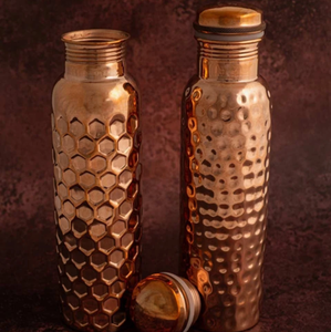 Sleek Blackened Patina Studded Pure <b>Copper</b> Hydration Vessel With <b>Screw</b> Cap Drinkware For Home Travel And Party Use - Product Image 5