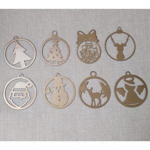 Ensemble d'ornements de Noël en métal découpés au laser, décorations festives suspendues, bonhomme de neige, renne, Père Noël, ange - Product Image 5