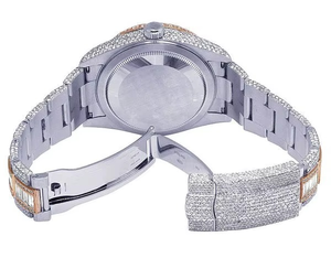 BOJ R.O.L.E.X.048 Montre pour homme en acier plaqué or rose, entièrement sertie de moissanite, de luxe, à quartz analogique, 41 mm, 3 ATM, résistante à l'eau, style HipHop - Product Image 6