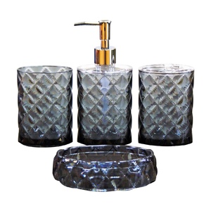 Juego de accesorios de baño de diseño vintage y decoración artística ecológica de plástico turquesa de 4 piezas - Product Image 4