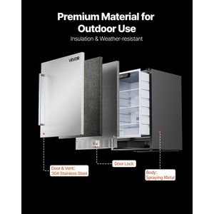 Nevera para Bebidas de 24 Pulgadas para Interiores/Exteriores, 150 QT, Independiente, Bajo Mueble, Capacidad para 180 Latas, Enfriador de Cerveza y Vino Integrado - Product Image 4