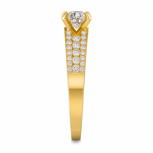 Anillo de Compromiso con Tres Hileras de Diamantes Redondos, Banda de Lujo con Múltiples Piedras y Diamante Central Engastado en Puntas, Joyería Personalizada OEM - Product Image 2