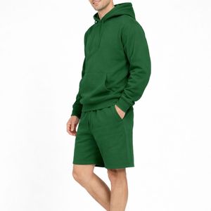 Mens Winter Grey <b>Knitted</b> Fleece Hoodie Short <b>Set</b> Ultra-Soft 100% Cotton Adjustable Drawstring Relaxed Fit Warm Comfortable - Product Image 2
