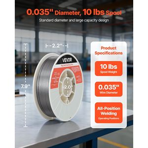 Filo per saldatura MIG a nucleo fuso senza gas E71T-11 da 0,035 pollici, 10 libbre, a bassa dispersione di scintille, per saldatura ad arco in tutte le posizioni su acciaio dolce - Product Image 2