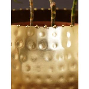 Macetero de Mesa de Metal Dorado Martillado de Lujo - Maceta Redonda Decorativa de Latón para Interiores con Soporte para Decoración del Hogar y Bodas - Product Image 5