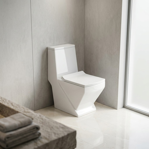 WC monobloc Fusion à cuvette allongée, double chasse à jet siphonique, design moderne en porcelaine, pour salle de bain - Product Image 2