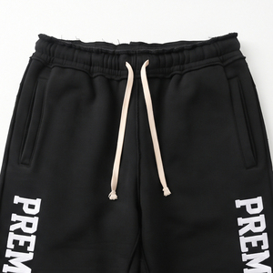 Pantalones de chándal de mujer con borde sin rematar, estampado de letras en la pierna izquierda, de pierna recta, de forro polar, jogger de invierno - Product Image 3