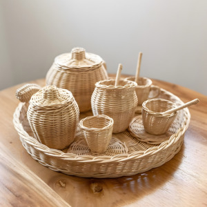 Toddler play kitchen accessories rattan toy tea <b>set</b> baby girl pretend toys competitive price - Product Image 1