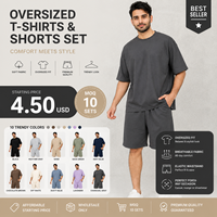 Ensemble décontracté 2 pièces pour homme Inferno Flame Chenille Embroidery Cardio Training, t-shirt et short en coton gris, tenue d'été
