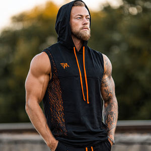 Haut de sport à capuche sans manches pour homme, coupe ajustée, en polaire respirante, pour musculation et fitness, automne - Product Image 1