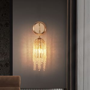 Set of 2 Elegant <b>Gold</b> Frame Cascading Crystal Bead <b>String</b> Wall Sconces E12 Bulb Socket Living Room Hanging Light Fixture - Product Image 4