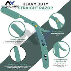 Vente en gros de rasoirs de sécurité en acier inoxydable 100% de haute qualité avec logo personnalisé, couleur menthe, rasoirs de barbier - Product Image 3