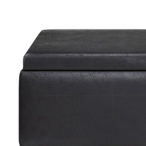 Owen Distressed Black Tray Top Storage Ottoman <b>Small</b> Coffee Table <b>Stool</b> - Product Image 5
