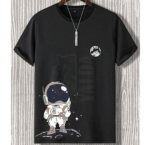 T-shirt pour homme en coton 100% imprimé sur mesure, coupe ample, de haute qualité, séchage rapide, écologique, col rond, léger, idéal pour l'été - Product Image 2
