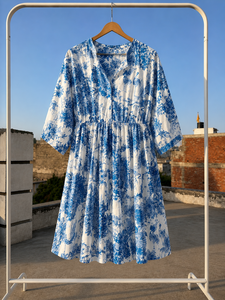 Robe longue vintage à imprimé floral numérique, coupe trapèze, manches longues, respirante, élégante, longueur ras du sol, avec ceinture naturelle pour femme - Product Image 3