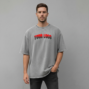 เสื้อยืดผู้ชายขายดี ผ้าฝ้าย 100% คุณภาพสูง สกรีนโลโก้ตามสั่ง ทรงหลวม สไตล์ฮิปฮอป น้ำหนัก 180 กรัม ระบายอากาศได้ดี - Product Image 4
