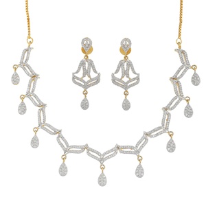 RAY FINE ORNATES Vintage White Gold Plated Ruby Pink <b>Necklace</b> Set Bridal Wedding Party Wear IGI Certified <b>Statement</b> <b>Necklace</b> - Product Image 2