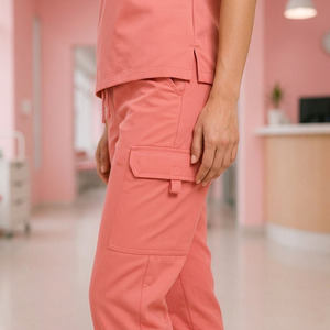 <b>Doctor</b> Scrub Uniform <b>Set</b> Unisex Breathable V Neck Polyester Spandex Cooling Breathable Workwear - Product Image 5