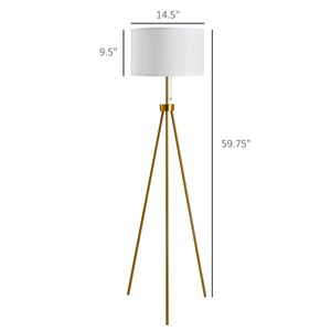 Elegante Lampada da Terra con Treppiede in Acciaio Dorato da 151,8 cm, Paralume in Tessuto, Altezza Regolabile, Lusso Contemporaneo per Soggiorno, Moderna E26 - Product Image 3