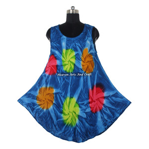 Vestido Largo Maxi de Rayón sin Mangas con Estampado Tie-Dye Estilo Western para Mujer, Hecho a Mano con Cuello Redondo y Sin Mangas - Product Image 6