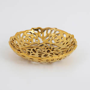 ชามเสิร์ฟผลไม้และลูกอมอลูมิเนียมเคลือบเงาสีทองและสีเงินแบบหรูหราทำจากโลหะขัดเงาสำหรับงานแต่งงานกลางโต๊ะและตกแต่ง - Product Image 2