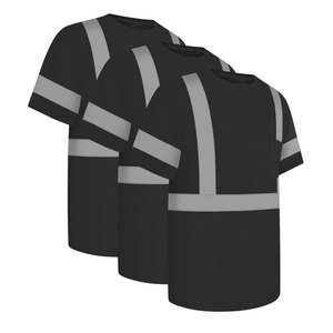 Chemises de sécurité haute visibilité pour hommes, t-shirt de travail réfléchissant à manches courtes avec fond noir - Product Image 5