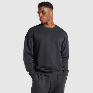 Conjunto Deportivo de Algodón Negro para Hombre, Sudadera de Cuello Redondo, Pantalones Jogger, Color Sólido, Largo Completo, para Otoño - Product Image 3