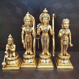 Sculptures Artisanales en Bronze du Seigneur Ram Darbar par Radhe Enterprises, Figurines Religieuses Traditionnelles de Table, Design Contemporain - Product Image 1