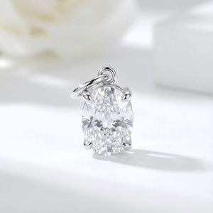 Pendentif solitaire en diamant de laboratoire, or massif 10K 14K 18K plaqué rhodium, sertissage griffe, VS1, 1-2 carats, taille ovale, luxe, IGI, pour femme - Product Image 3