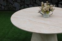 Obsidyen Eclipse Modern Çiftlik Evi Yuvarlak Yemek Masası Lüks Minimalist Siyah Dış Mekan Çimento