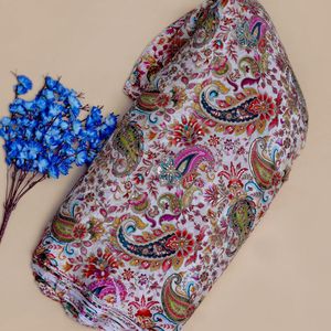 Tissu en Crêpe de Soie Violet Orchidée Brodé Motif Floral Paisley Tissé Poids Moyen Mariage/Occasion Spéciale - Product Image 2