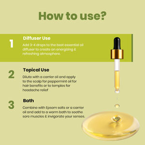 น้ำมันหอมระเหยเปปเปอร์มิ้นต์บริสุทธิ์ ออร์แกนิคแท้ ผ่านการกลั่นด้วยไอน้ำ สำหรับผลิตภัณฑ์ดูแลผิว จำหน่ายส่ง รับผลิตแบบ OEM ODM แบรนด์ส่วนตัว SQIN Botanicals - Product Image 3