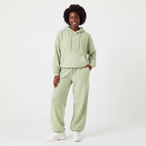 Sweat-shirt à capuche pour femme, hiver, uni, streetwear, 100% polyester polaire, coupe ample oversize et carrée, style survêtement, avec pantalon large - Product Image 1