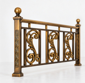 Classic Bronze <b>Railing</b> Handrail Balustrade with Scrollwork Panels and Decorative Newel Posts for Luxury Hotels Villas - Product Image 2