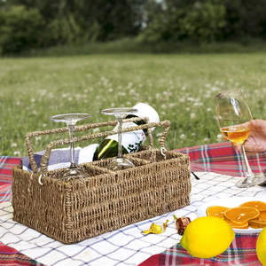 Vietnam hecho a mano redondo tres compartimentos al por mayor jacinto de agua cesta de almacenamiento Seagrass utensilio titular para cuchara tenedor cuchillo - Product Image 6