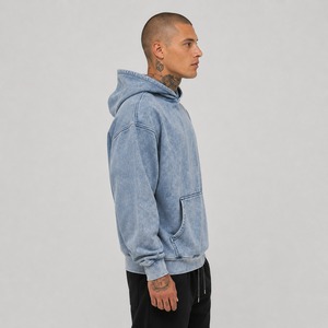 Best Quality Custom Solid Acid Wash Winter Fleece Hoodie <b>Men</b> 100% Cotton Street Wear Regular Fit Quick Dry Eco-Friendly - Product Image 2