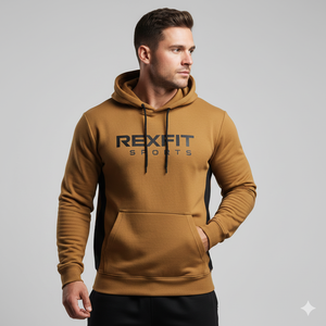 Men's Hoodies Solid Embroidered Lined Fleece Hoodie with <b>Drawstring</b> Hood and <b>Pouch</b> Pocket Winter Season Use Men's Hoodies - Product Image 1