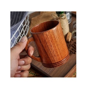 Handmade Wooden Mug Natural Solid Wood Coffee Cup Rustic Design Eco Friendly Drinkware for Home Cafe - Product Image 1