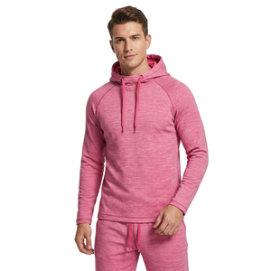 Survêtement rose à capuche pour femme, manches longues, couleur unie, tenue de sport décontractée avec pantalon à cordon de serrage et poches latérales, style automne - Product Image 2