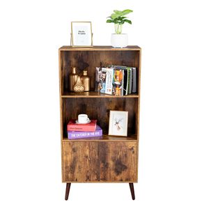 Libreria Vintage a 2 Ripiani con Ante, Mobile Contenitore per Libri, Foto e Decorazioni per Soggiorno, Ufficio o Biblioteca d'Hotel - Product Image 5