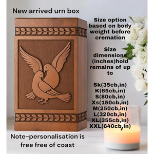 Personalized Rosewood Cremation Urn: Dove Silhouette Engraved Memorial by AYAANS - Product Image 2