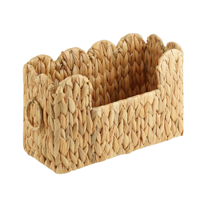 Panier mural bohème tressé à la main en jacinthe d'eau naturelle, écologique et durable, pour magazines et livres - Product Image 1