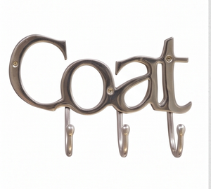 Premium Coat Letter Wall Hook Metal 3 Hooks Rust Resistant <b>Novelty</b> Design For <b>Clothing</b> Storage Elegant Home Accent - Product Image 1